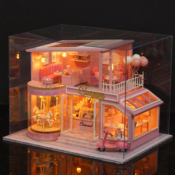 diy casa miniature music led doll house model wooden furniture decoration dollhouse toys for children birthday gift y200414
diy casa miniature music led doll house model wooden furniture decoration dollhouse toys for children birthday gift y200414