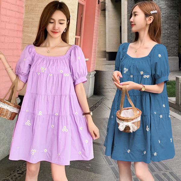 1063# maternity clothes summer cotton short sleeve loose stylish embroidery dress for pregnant women mom dress, White
1063# maternity clothes summer cotton short sleeve loose stylish embroidery dress for pregnant women mom dress, White