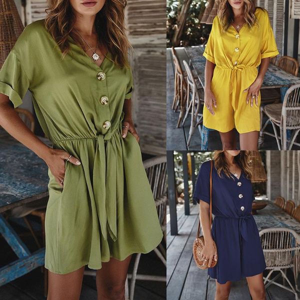 women short jumpsuit casual short sleeve v-neck playsuit 2020 summer new tunic solid color button elegant overall for female d30, Black;white
women short jumpsuit casual short sleeve v-neck playsuit 2020 summer new tunic solid color button elegant overall for female d30, Black;white