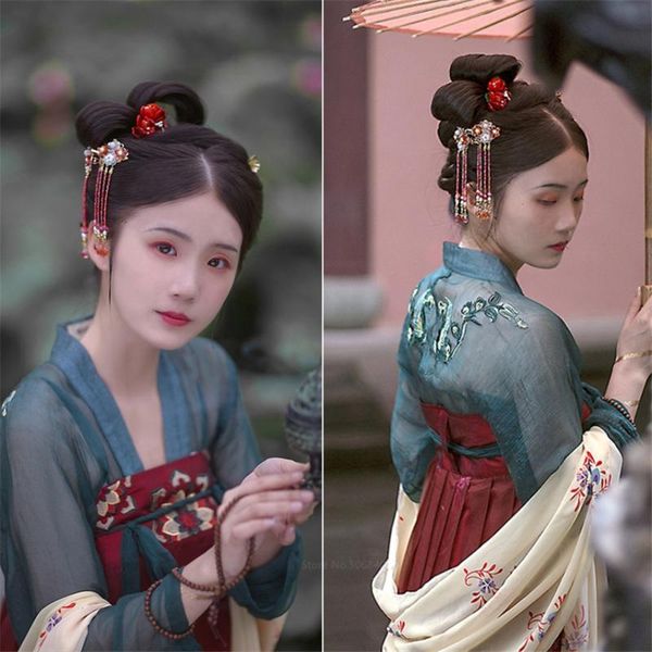 stage wear traditional chinese fashion women hanfu vintage ancient costume tang suit festival year folk dance court fairy dress, Black;red
stage wear traditional chinese fashion women hanfu vintage ancient costume tang suit festival year folk dance court fairy dress, Black;red