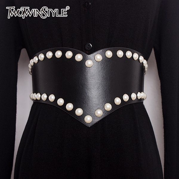 twotwinstyle pearls belt womens irregular hollow out high waist black wide belts female summer autumn vintage new accessories, Black;brown
twotwinstyle pearls belt womens irregular hollow out high waist black wide belts female summer autumn vintage new accessories, Black;brown