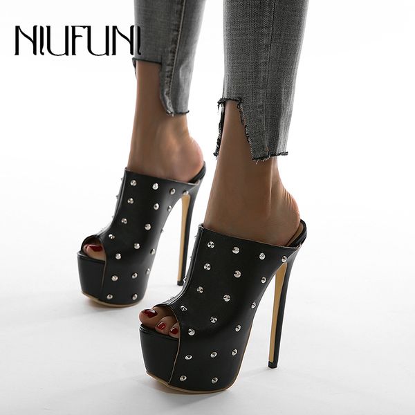 plus size 35-42 peep toe rivet women sandals ultra 16cm platform stiletto high heels niufuni half slippers summer footwear, Black
plus size 35-42 peep toe rivet women sandals ultra 16cm platform stiletto high heels niufuni half slippers summer footwear, Black