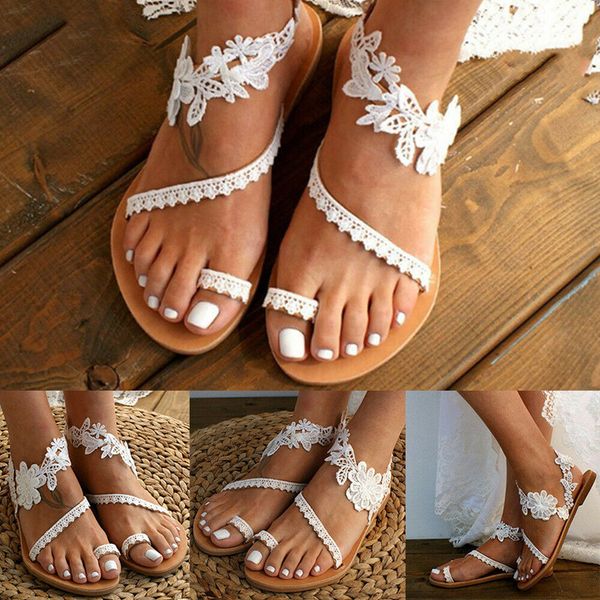 women floral slip on toe ring flat sandals lace ankle strap beach summer shoes b2cshop
women floral slip on toe ring flat sandals lace ankle strap beach summer shoes b2cshop
