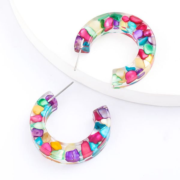 ins style personality c- shaped embedded color turquoise acetate board earrings fashionable women east gate earrings, Golden
ins style personality c- shaped embedded color turquoise acetate board earrings fashionable women east gate earrings, Golden