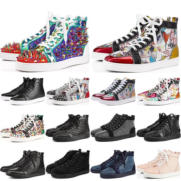 with box new fashion red bottom studded spikes flats shoes for men women glitter party lovers genuine leather casual rivet sneakers 35-47, Black
with box new fashion red bottom studded spikes flats shoes for men women glitter party lovers genuine leather casual rivet sneakers 35-47, Black