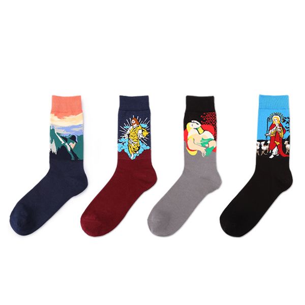 new men women cotton socks art painting character pattern calcetines gogh socks paragraph abstract art oil painting, Black
new men women cotton socks art painting character pattern calcetines gogh socks paragraph abstract art oil painting, Black