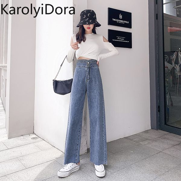 women's jeans 2020 autumn new double-buckle high waist wide-leg jeans were thin and straight, Blue
women's jeans 2020 autumn new double-buckle high waist wide-leg jeans were thin and straight, Blue