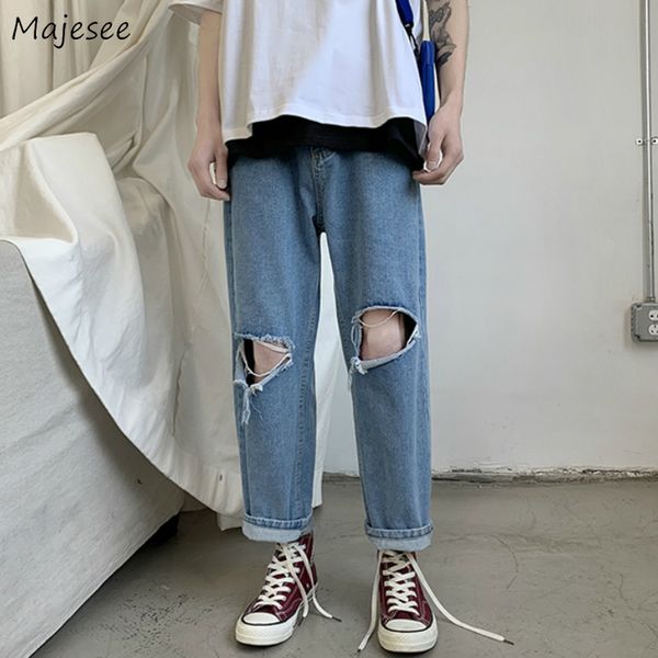 men jeans holes denim solid ankle-length plus size 3xl loose korean style vintage fashion leisure teens hip-hop trousers, Blue
men jeans holes denim solid ankle-length plus size 3xl loose korean style vintage fashion leisure teens hip-hop trousers, Blue