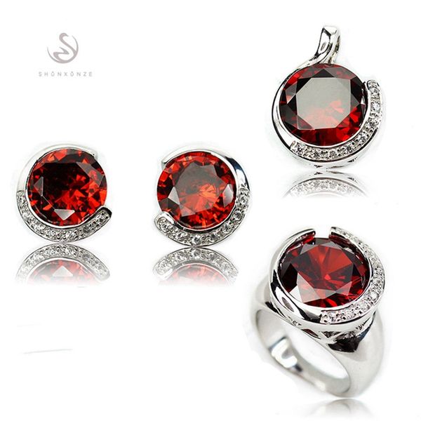 shunxunze first class products wedding jewelry sets (ring/earring/pendant) for women red cubic zirconia rhodium plated r864set size 6 7 8 9, Silver
shunxunze first class products wedding jewelry sets (ring/earring/pendant) for women red cubic zirconia rhodium plated r864set size 6 7 8 9, Silver