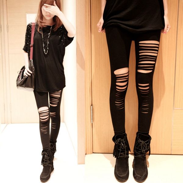 lady punk fashion street wear pants women stripe hole pants spring autumn ripped capris girl slim fitted pencil leggings, Black;white
lady punk fashion street wear pants women stripe hole pants spring autumn ripped capris girl slim fitted pencil leggings, Black;white