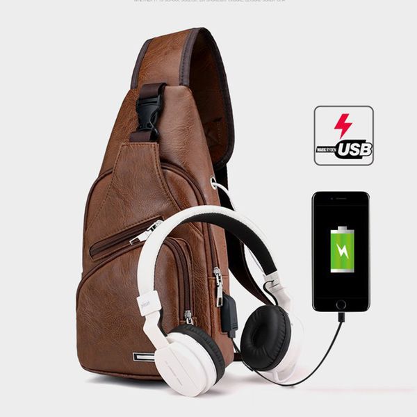 new men's rechargeable casual trendy men's chest bag outdoor sports shoulder bags headphone hole utility bags with pu material
new men's rechargeable casual trendy men's chest bag outdoor sports shoulder bags headphone hole utility bags with pu material