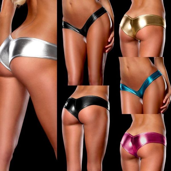 panties for women lingerie wetlook patent leather panties mini briefs lady pole dance underwear valentine's ing, Black;pink