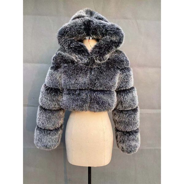 women winter furry long sleeve zipper faux fur coats fake fur jackets with hooded short jacket overcoat, Black
women winter furry long sleeve zipper faux fur coats fake fur jackets with hooded short jacket overcoat, Black