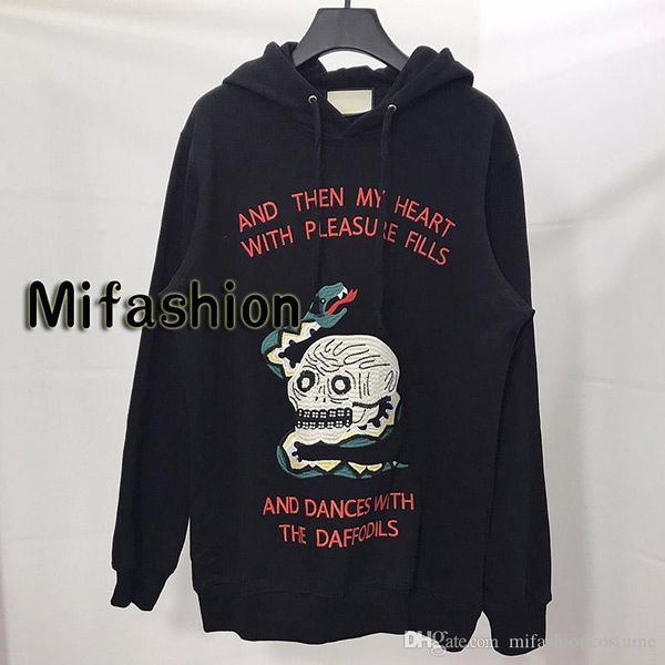 19fw luxury winter europe italy skull snake embroidery hoodies fashion men clothes hooded sweatshirt women hoody, Black
19fw luxury winter europe italy skull snake embroidery hoodies fashion men clothes hooded sweatshirt women hoody, Black