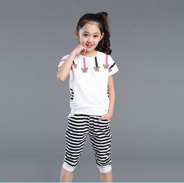 2020 summer new children girl clothing set cotton kids girls clothes sets casual fashion short sleeve t-shirt + pants, White 
2020 summer new children girl clothing set cotton kids girls clothes sets casual fashion short sleeve t-shirt + pants, White