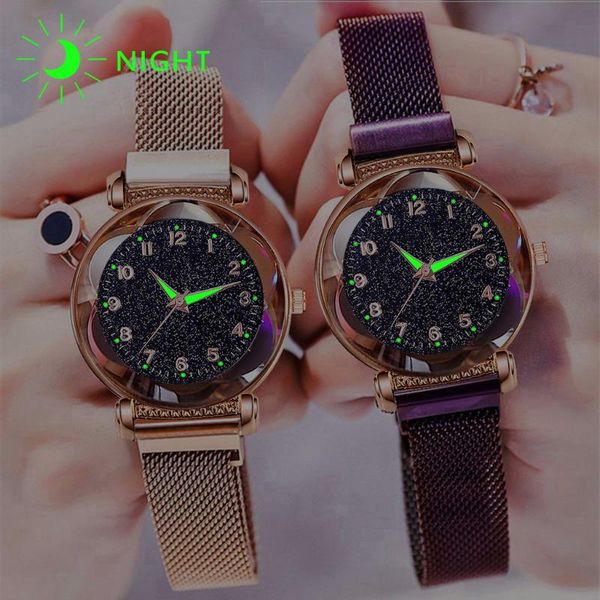 women magnet buckle starry sky luminous watch luxury ladies stainless steel quartz watch relogio feminino, Slivery;brown
women magnet buckle starry sky luminous watch luxury ladies stainless steel quartz watch relogio feminino, Slivery;brown