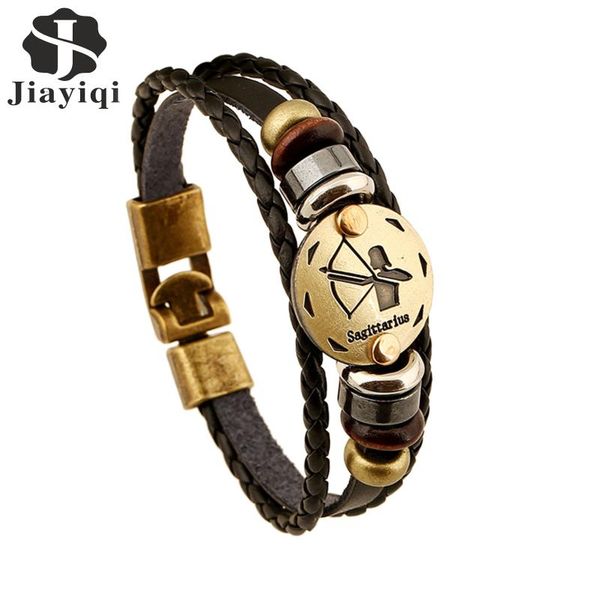 jiayiqi fashion charm jewelry bronze alloy 12 zodiac leather bracelet punk wooden beads for women & men multilayer easy buckles, Golden;silver
jiayiqi fashion charm jewelry bronze alloy 12 zodiac leather bracelet punk wooden beads for women & men multilayer easy buckles, Golden;silver