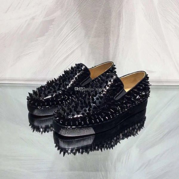 fashion spikes men wedding red bottom casual shoes flat spikes men loafers graffiti patent leather pik portrait woman slip on platform, Black
fashion spikes men wedding red bottom casual shoes flat spikes men loafers graffiti patent leather pik portrait woman slip on platform, Black