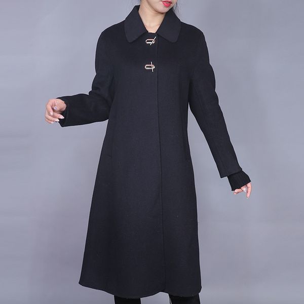 2020 spring and autumn new mid-length women's woolen coat temperament commuter double-sided woolen coat women, Black 
2020 spring and autumn new mid-length women's woolen coat temperament commuter double-sided woolen coat women, Black