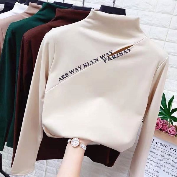 txuni small machine hollow-out letter half-high collar double-sided velvet base women's autumn and winter stretch t-shirt long-sleeved, White
txuni small machine hollow-out letter half-high collar double-sided velvet base women's autumn and winter stretch t-shirt long-sleeved, White