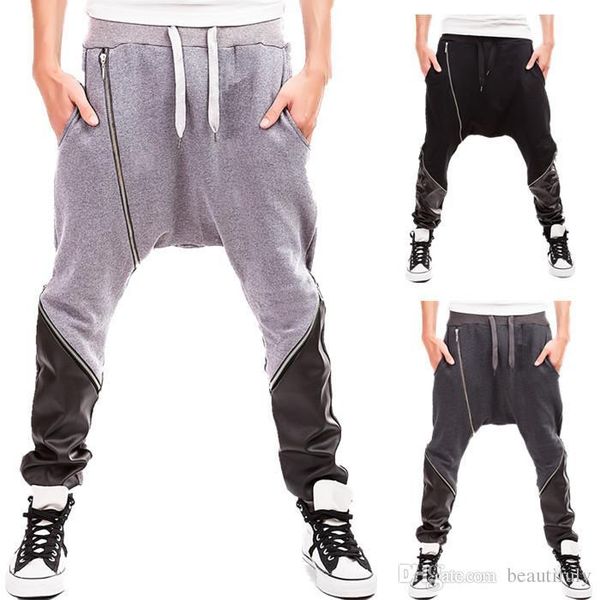 new men's casual pants men's wear pants haren pants slant zipper pu splicing trousers men hip hop clothings fashion nolty outdoor, Black;white
new men's casual pants men's wear pants haren pants slant zipper pu splicing trousers men hip hop clothings fashion nolty outdoor, Black;white