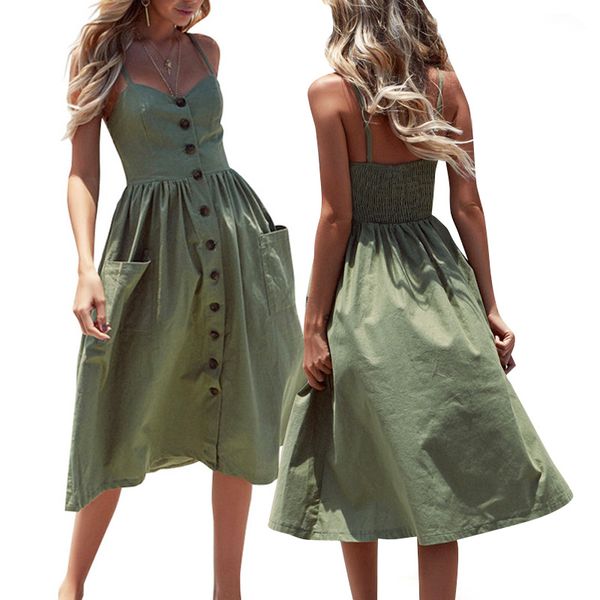 womens summer dress 2019 straps bohemian beach dress backless v-neck button sundress casual pocket green dresse female, Black;gray
womens summer dress 2019 straps bohemian beach dress backless v-neck button sundress casual pocket green dresse female, Black;gray