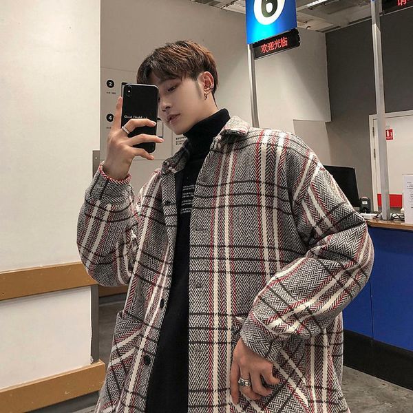 2020 men's fashion plaid printing jackets mid-length woolen blends cashmere long coats loose woolen white/black trench overcoat
2020 men's fashion plaid printing jackets mid-length woolen blends cashmere long coats loose woolen white/black trench overcoat