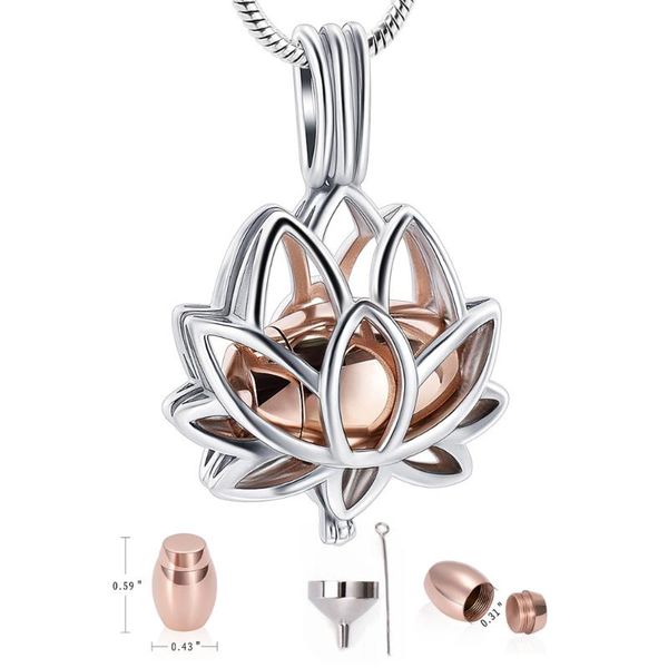 cremation jewelry urn necklace pendant with hollow urn cremation jewelry for ashes lotus flower shape with gift box, Silver
cremation jewelry urn necklace pendant with hollow urn cremation jewelry for ashes lotus flower shape with gift box, Silver