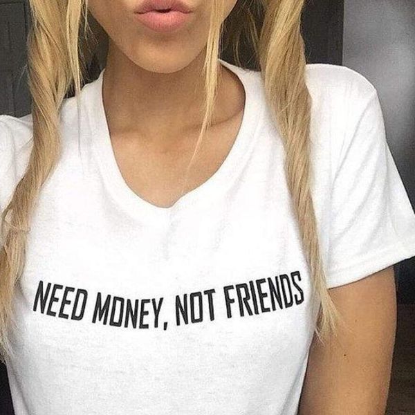 нужны деньги не дружит t shirt trending слоган футболки женщины афоризмы цитаты модные tumblr tee костюмы, White
нужны деньги не дружит t shirt trending слоган футболки женщины афоризмы цитаты модные tumblr tee костюмы, White
