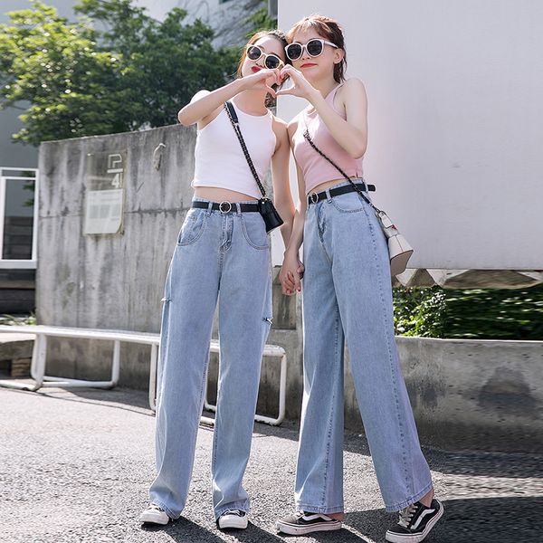 women's jeans 2021 spring and summer retro chic high-waist loose-fit mopping wide-leg ripped, Blue
women's jeans 2021 spring and summer retro chic high-waist loose-fit mopping wide-leg ripped, Blue