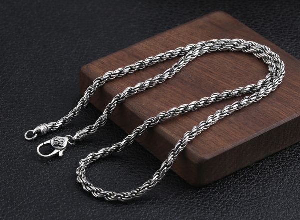 solid 925 sterling thai silver rope link chain necklace men women jewelry 4mm a4714
solid 925 sterling thai silver rope link chain necklace men women jewelry 4mm a4714