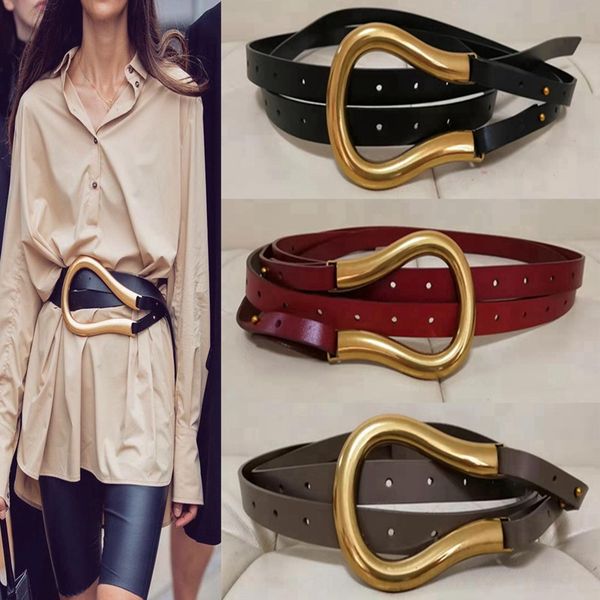2019 new metal arc horseshoe buckle belt two leather genuine leather belt female ins wind waist seal, Black;brown
2019 new metal arc horseshoe buckle belt two leather genuine leather belt female ins wind waist seal, Black;brown