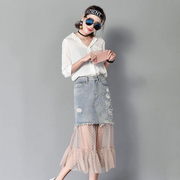 maozhi 2019 лето короткие джинсовые персонализированный марли ручной блестки носить джинсовые юбки большого размера юбки, Black
maozhi 2019 лето короткие джинсовые персонализированный марли ручной блестки носить джинсовые юбки большого размера юбки, Black