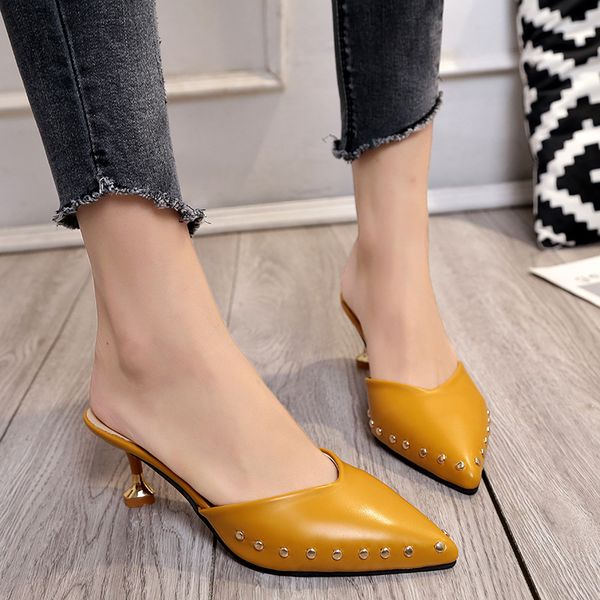 new arrival mules women pumps women shoes rivet summer womens slippers high heel platform pointed toe white stiletto, Black
new arrival mules women pumps women shoes rivet summer womens slippers high heel platform pointed toe white stiletto, Black