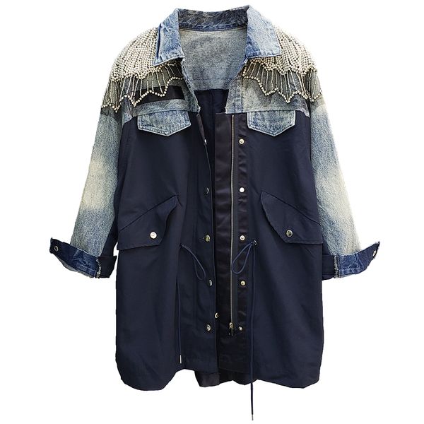 harajuku trench coat women 2020 spring autumn new shoulder diamond set beads denim jacket waist drawstring length windbreaker, Tan;black
harajuku trench coat women 2020 spring autumn new shoulder diamond set beads denim jacket waist drawstring length windbreaker, Tan;black