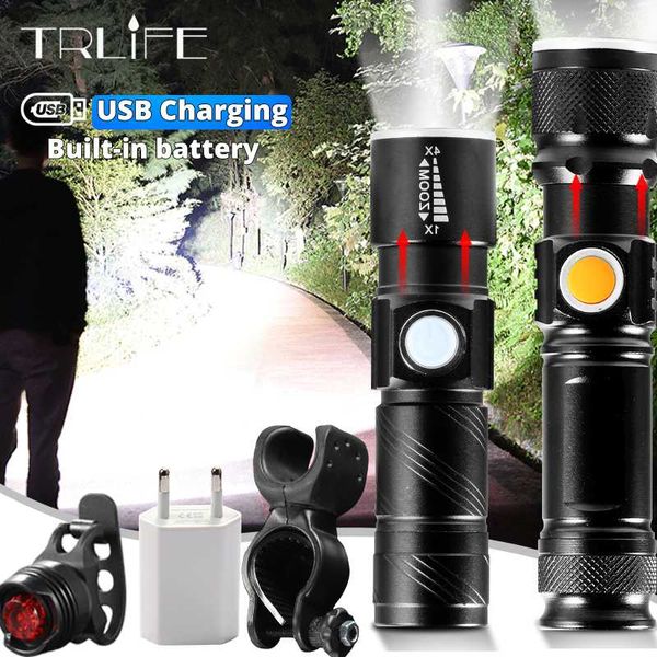 High Power Battery Led Usb Rechargeable Led Torch Light Lanterna T6 Lantern Tactical For Bicycle Light