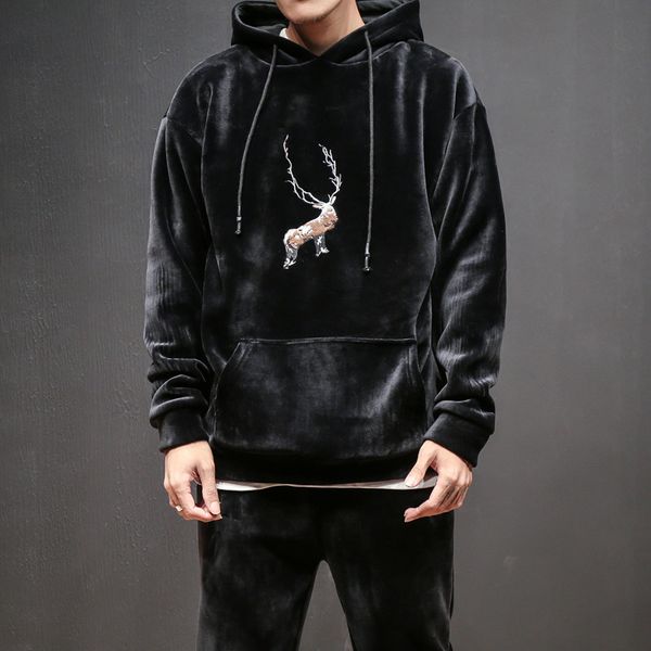 embroidery plus velvet mens track suit set japanese long sleeve soft solid pullover hoodies+pants casual outwear track suits, Gray
embroidery plus velvet mens track suit set japanese long sleeve soft solid pullover hoodies+pants casual outwear track suits, Gray