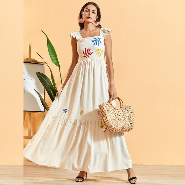 casual dresses white spaghetti strap sukienka boho dress sweet sleeveless colored leaves embroidered bohemian swing pleated maxi summer, Black;gray
casual dresses white spaghetti strap sukienka boho dress sweet sleeveless colored leaves embroidered bohemian swing pleated maxi summer, Black;gray