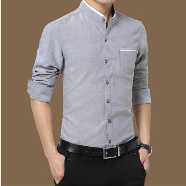 autumn new cotton men's long-sleeved shirt stand collar color shirt fashion trend large size men's clothing, White;black
autumn new cotton men's long-sleeved shirt stand collar color shirt fashion trend large size men's clothing, White;black