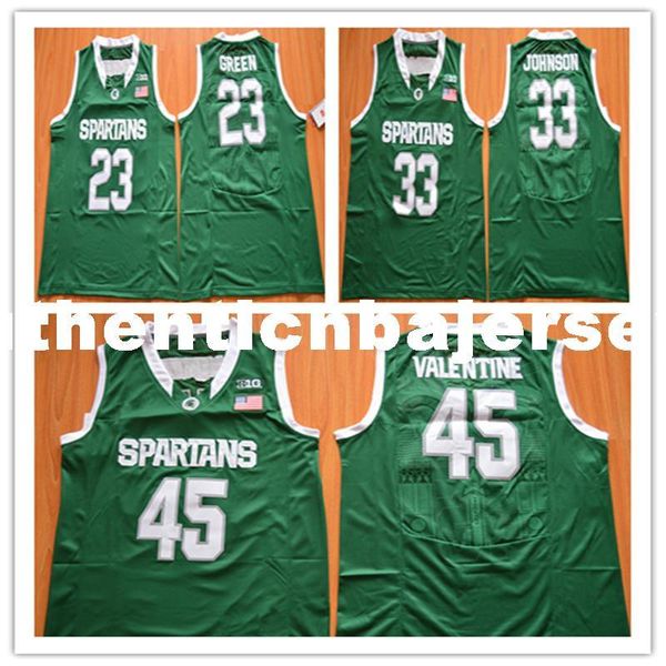 2016 new michigan state spartans #33 johnson jersey #23 dg 45 denzel valentine green college basketball jersey ncaa college, Gray 
2016 new michigan state spartans #33 johnson jersey #23 dg 45 denzel valentine green college basketball jersey ncaa college, Gray