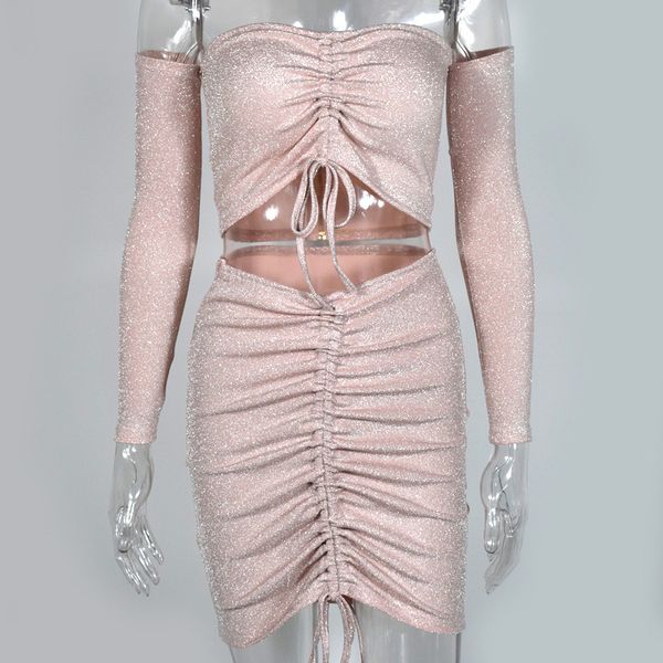 2020 european and american fashion strapless long sleeve tube two-piece dress 548, Black;gray
2020 european and american fashion strapless long sleeve tube two-piece dress 548, Black;gray