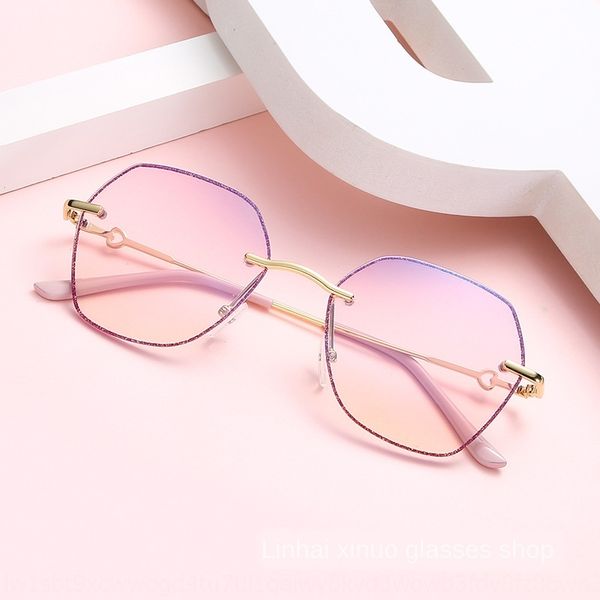 new myopia trimmed frameless polygon anti blue light plain glasses crystal flash myopia glasses frame, Silver
new myopia trimmed frameless polygon anti blue light plain glasses crystal flash myopia glasses frame, Silver