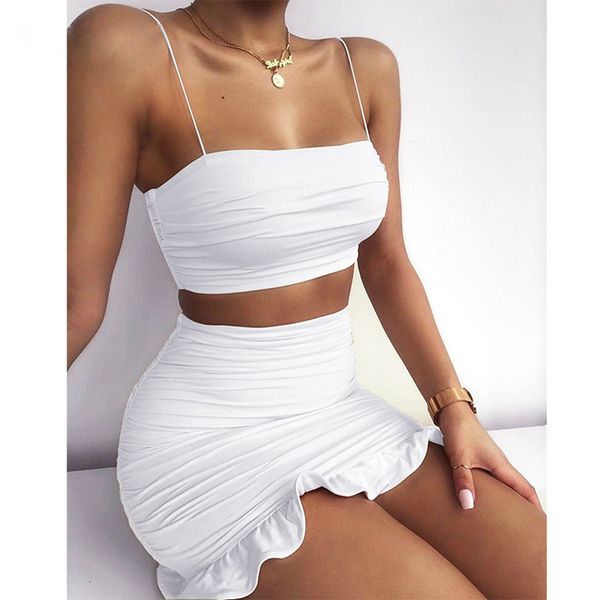 summer women matching set spaghetti strap crop white and mini bodycon skirt ruffles party outfit club two piece sets, Gray
summer women matching set spaghetti strap crop white and mini bodycon skirt ruffles party outfit club two piece sets, Gray