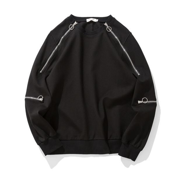 2020 autumn men loose multi-zipper design solid color casual sweatshirts oversized streetwear stitching cotton mens pullover, Black
2020 autumn men loose multi-zipper design solid color casual sweatshirts oversized streetwear stitching cotton mens pullover, Black