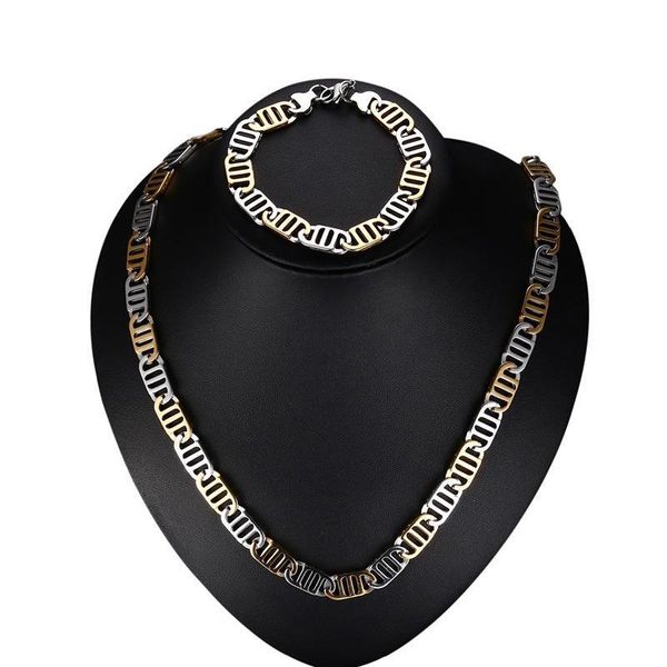 exaggerated stainless steel high polished ip gold plated necklace & bracelet 2pcs jewelry set men punk bangle, Silver
exaggerated stainless steel high polished ip gold plated necklace & bracelet 2pcs jewelry set men punk bangle, Silver