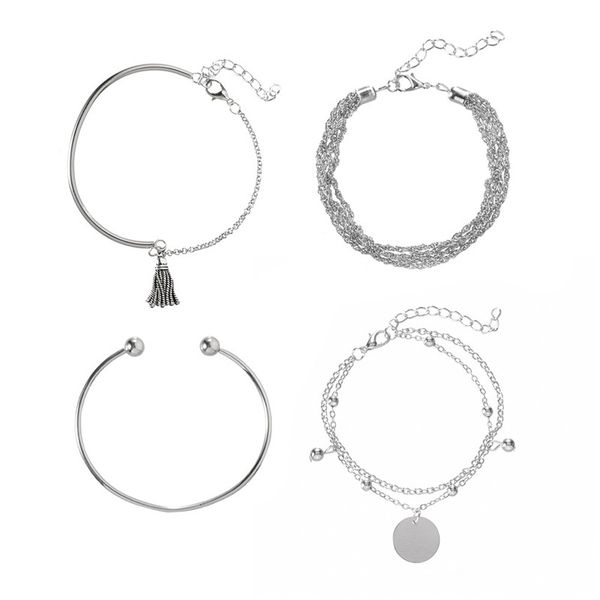 new vintage minimalism silver color glossy bracelet women personality 4pcs/set metal tessal chain bracelets female jewelry, Golden;silver
new vintage minimalism silver color glossy bracelet women personality 4pcs/set metal tessal chain bracelets female jewelry, Golden;silver
