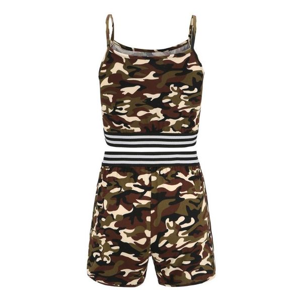 women's tracksuit 2020 summer women's fashion sleeveless strappy short camouflage print and shorts sports suit, White;black
women's tracksuit 2020 summer women's fashion sleeveless strappy short camouflage print and shorts sports suit, White;black
