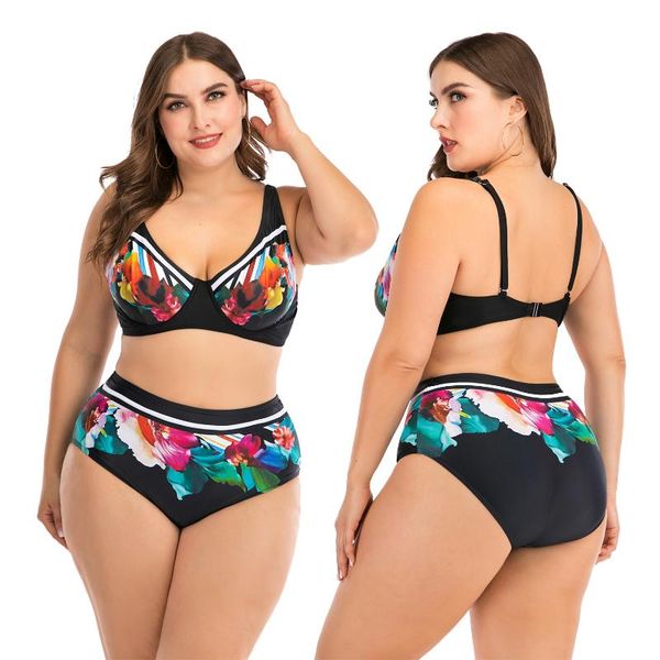 women's swimwear bikinis big women swimsuit plus size high waisted bathing suit backless push up bikini set print beachwear 4xl, White;black 
women's swimwear bikinis big women swimsuit plus size high waisted bathing suit backless push up bikini set print beachwear 4xl, White;black