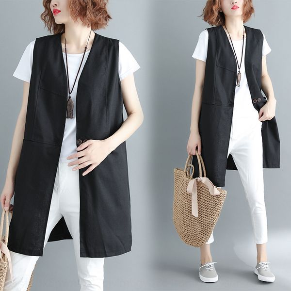 fall 2019 new artistic fat mm loose solid color sleeveless v-neck mid-length linen vest women's vest women's wear, Camo
fall 2019 new artistic fat mm loose solid color sleeveless v-neck mid-length linen vest women's vest women's wear, Camo