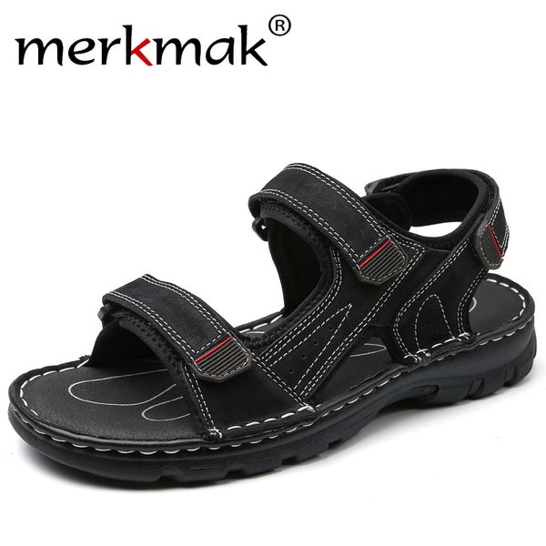 merkmak genuine leather men sandals summer men casual shoes breathable beach sandals sapatos masculinos plus size 38-48 flat, Black
merkmak genuine leather men sandals summer men casual shoes breathable beach sandals sapatos masculinos plus size 38-48 flat, Black